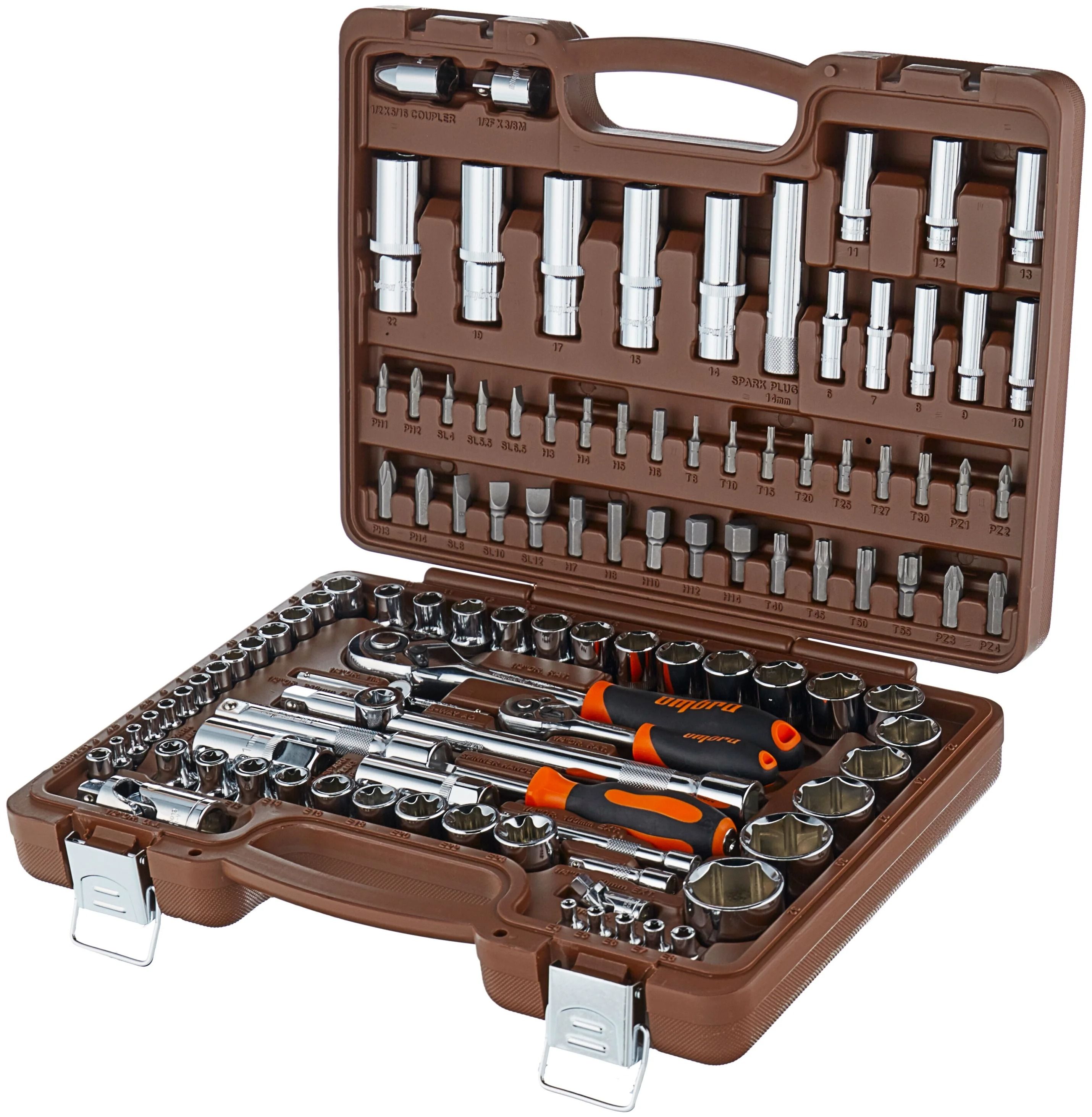 Универсальный набор инструмента 1/4", 3/8" и 1/2"DR Ombra OMT108S, 108 штук - фото